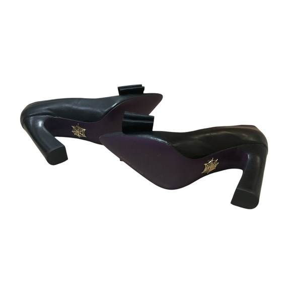 Mojo Moxy Women's Size 7.5 Sophia Pumps Bow Detail Black Leather EUC 4 Inch Heel - Picture 7 of 8